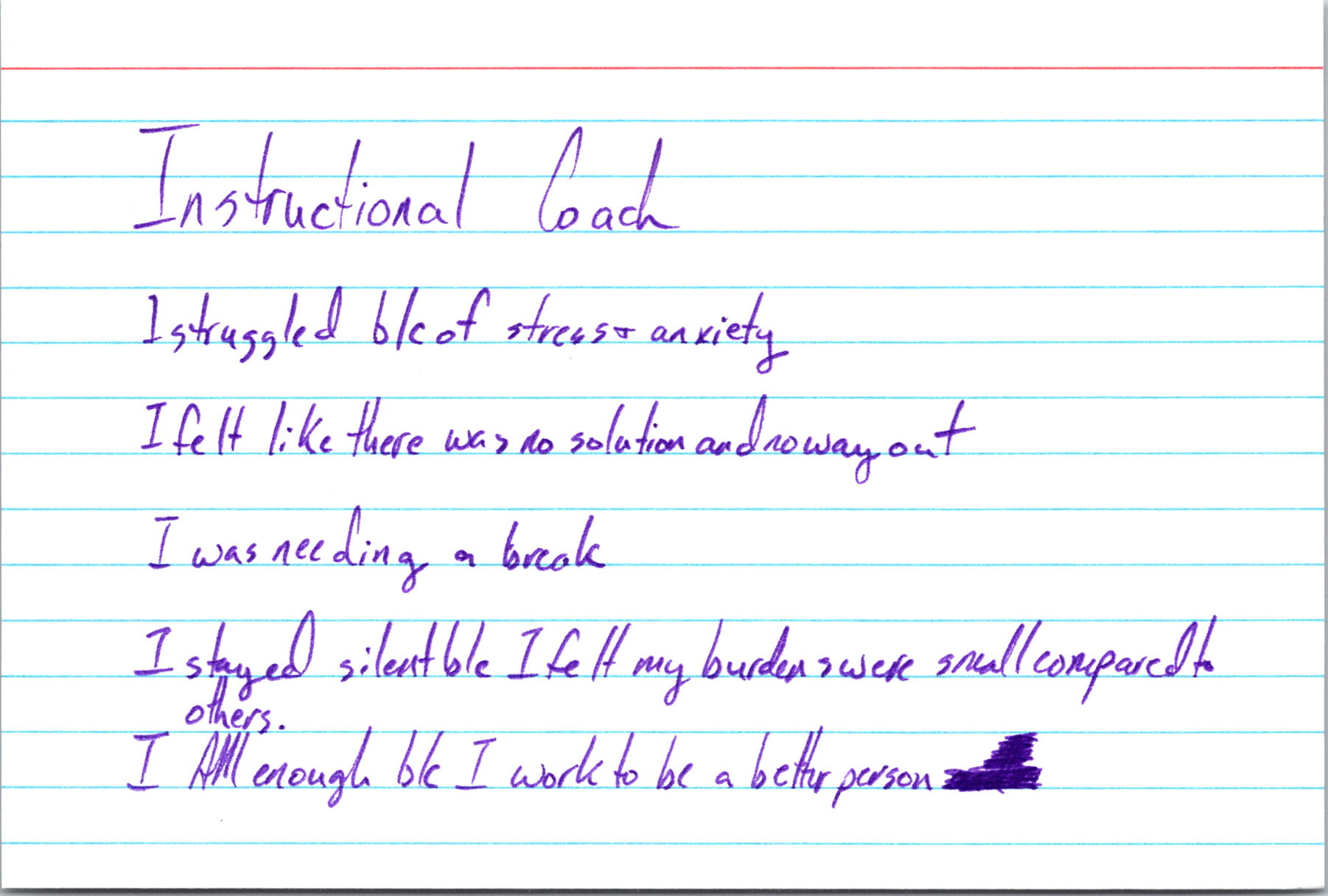 Handwritten notecard