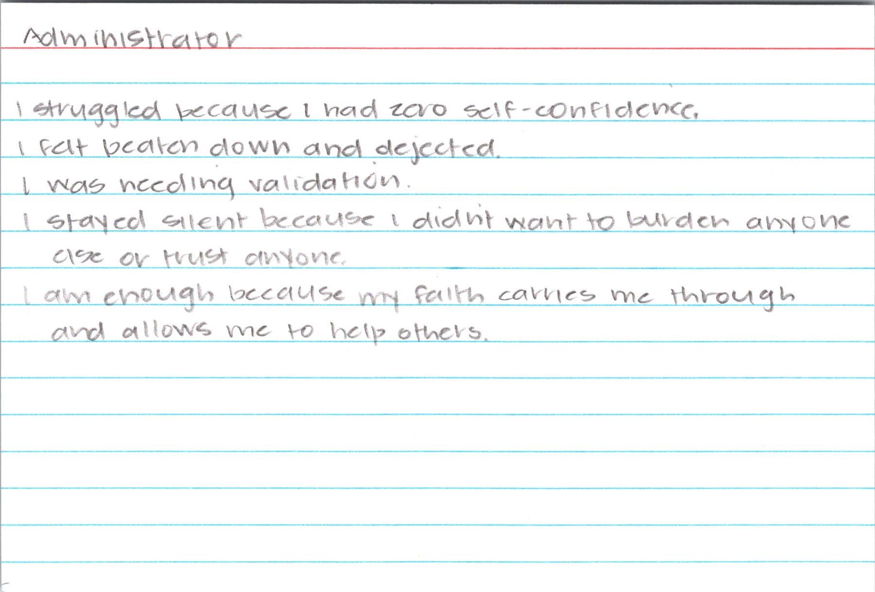 Handwritten notecard