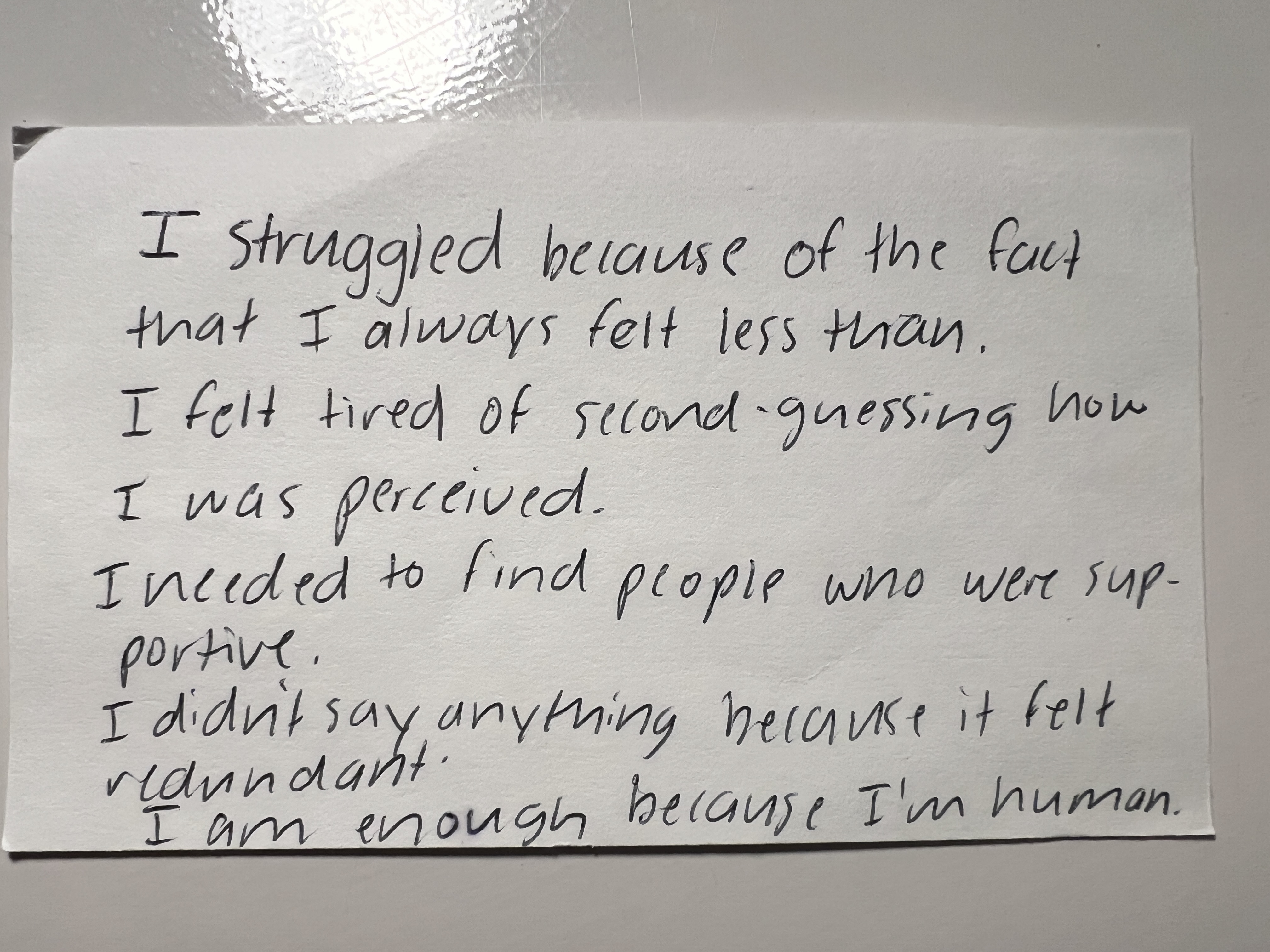 Handwritten notecard